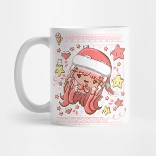 Cute festive candy cane bubble head cutie Mug